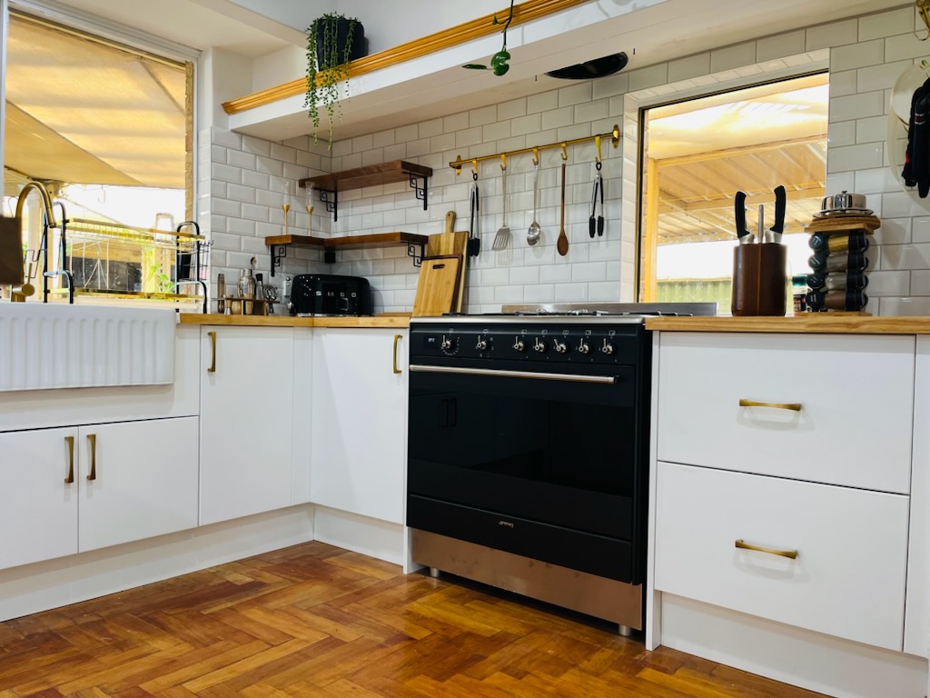 Close-up of farmhouse kitchen finish detail